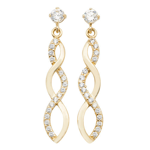9ct Yellow Gold CZ Extended Infinity Drop Earrings - E Bixby Jewellers
