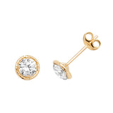 9ct Yellow Gold Round CZ Stud Earrings - E Bixby Jewellers
