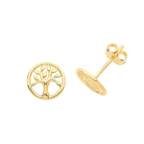 9ct Yellow Gold Tree of life Stud Earrings - E Bixby Jewellers