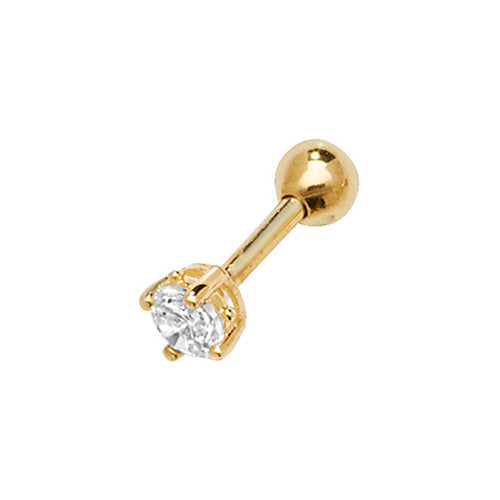 9ct Yellow Gold CZ Cartilage 6mm Post Stud Earring - E Bixby Jewellers