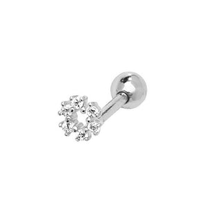 9ct White Gold CZ Open Circle 6mm Post Stud Earring - E Bixby Jewellers