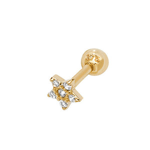 9ct Yellow Gold CZ Star Cartilage 6mm Post Stud Earring - E Bixby Jewellers