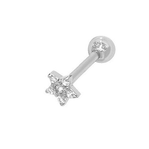 9ct White Gold CZ Star Cartilage 8.5mm Post Stud Earring - E Bixby Jewellers