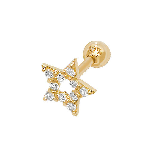 9ct Yellow Gold CZ Star Cartilage 6mm Post Stud Earring - E Bixby Jewellers