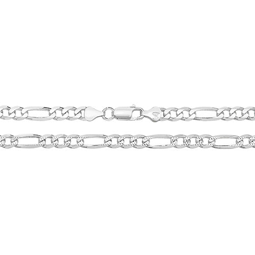 Silver Ladies Pave Figaro Bracelet - E Bixby Jewellers