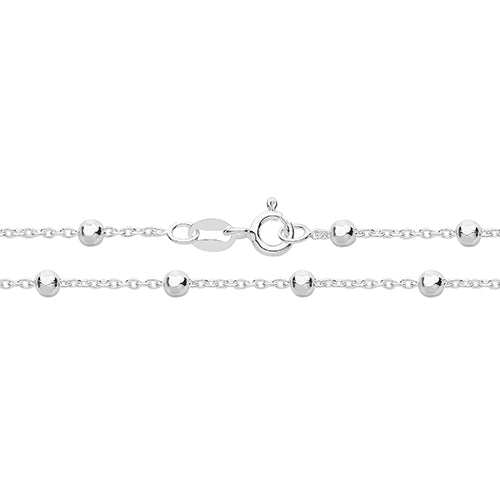 Silver Rolo + Bead Anklet