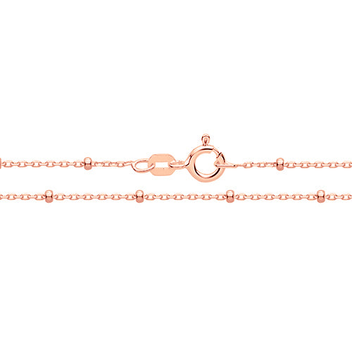Rose Gold on Silver Rolo + Bead Anklet