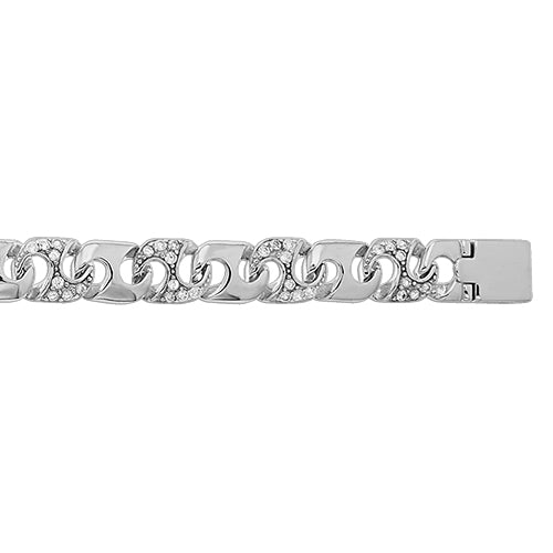 Mens Silver Cast Cubic Zirconia Stone Set Bracelet - E Bixby Jewellers