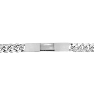 Mens Silver Curb Bombe Curb ID Bracelet - E Bixby Jewellers