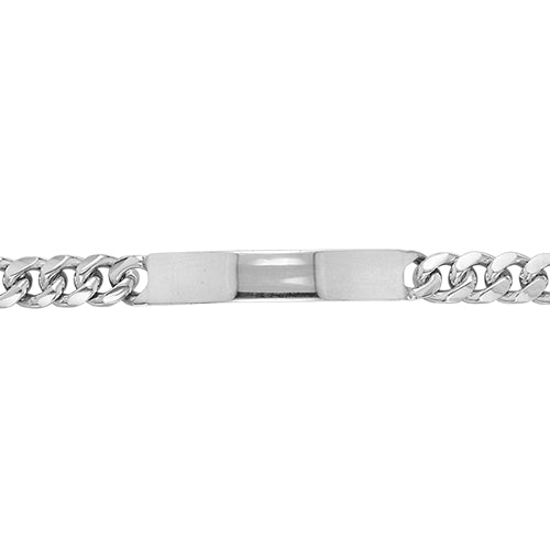 Mens Silver Curb Bombe Curb ID Bracelet - E Bixby Jewellers