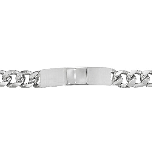 Mens Silver Curb Bombe ID Bracelet - E Bixby Jewellers