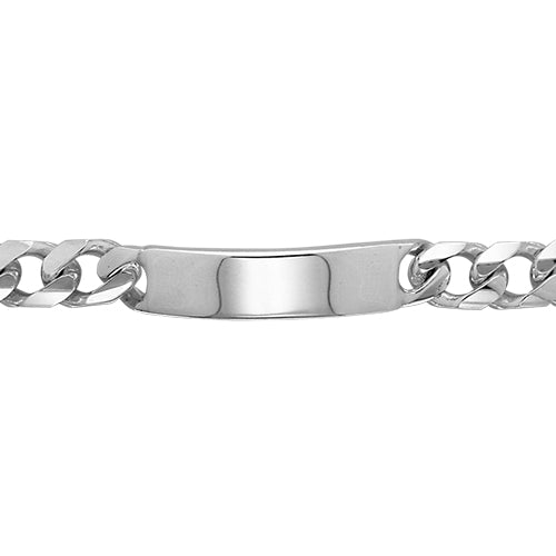 Mens Silver Curb Bombe ID Bracelet - E Bixby Jewellers