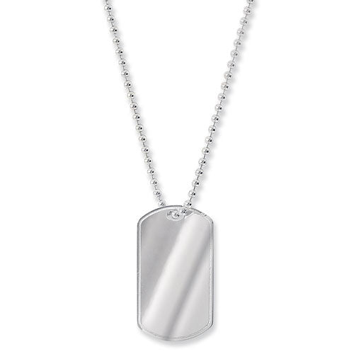 Mens Silver Dog Tag & Bead Chain - E Bixby Jewellers