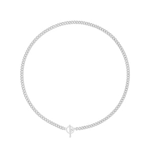 Siver Albert/T-Bar Rounded Curb Necklet 18" - E Bixby Jewellers