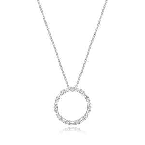 Solid Silver Cubic Zirconia Circle Necklet with Chain