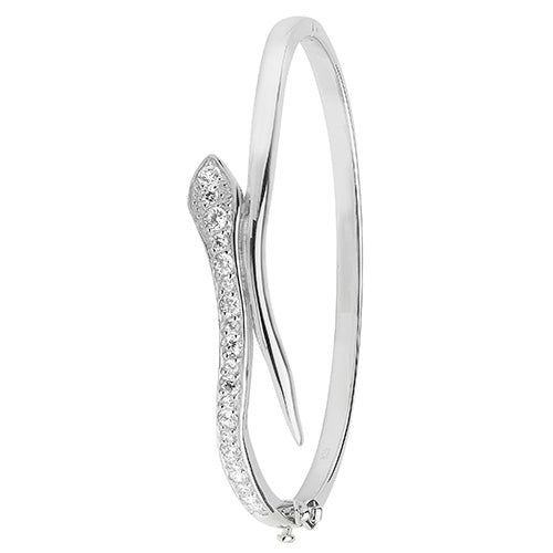 Silver Ladies Snake Hinged Bangle - E Bixby Jewellers