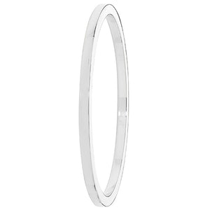 Silver Ladies Round Plain Bangle - E Bixby Jewellers