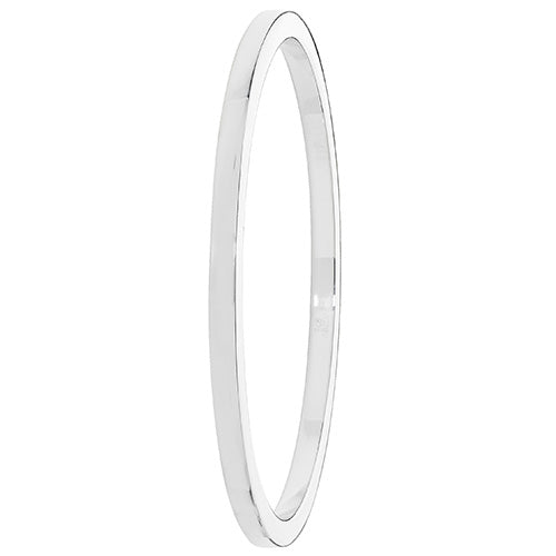 Silver Ladies Oval Plain Bangle - E Bixby Jewellers