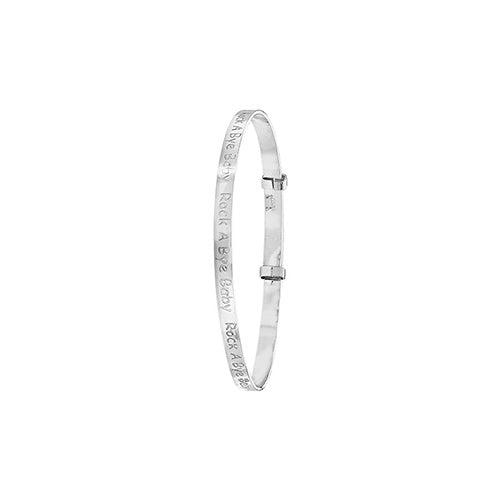 Silver Babies Round Rock A Bye Baby Expandable Bangle - E Bixby Jewellers