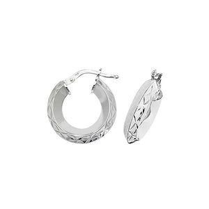 Silver 10mm V-shaped Diamond Cut Hoop Earrings - E Bixby Jewellers