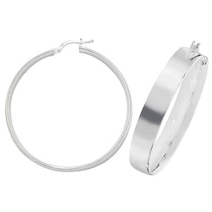 Silver 40mm Wide Plain Hoop Earrings - E Bixby Jewellers