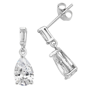 Silver Double Cz Drop Earrings - E Bixby Jewellers