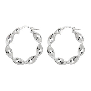 Silver 20mm Large Twist Hoop Earrings - E Bixby Jewellers