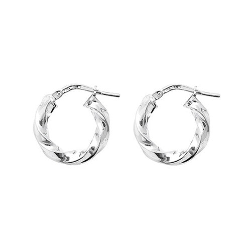 Silver 10mm Plain Twist Hoop Earrings - E Bixby Jewellers