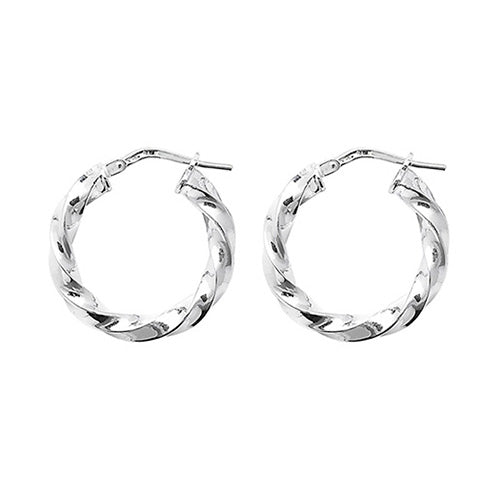 Silver 15mm Twist Hoop Earrings - E Bixby Jewellers