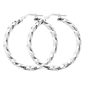 Silver 30mm Plain Twist Hoop Earrings - E Bixby Jewellers