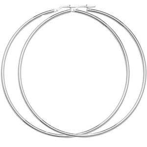 Silver 70mm Plain Polished Hoop Earrings - E Bixby Jewellers