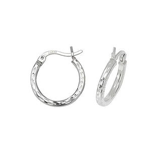 Silver Diamond Cut Hoop Earrings - E Bixby Jewellers
