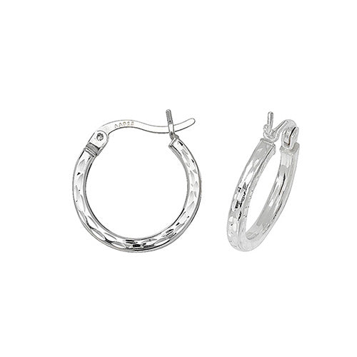 Silver Diamond Cut Hoop Earrings - E Bixby Jewellers