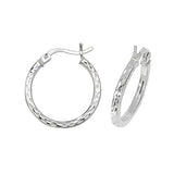 Silver Diamond Cut Hoop Earrings - E Bixby Jewellers