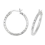 Silver Diamond Cut Hoop Earrings - E Bixby Jewellers
