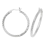 Silver Diamond Cut Hoop Earrings - E Bixby Jewellers