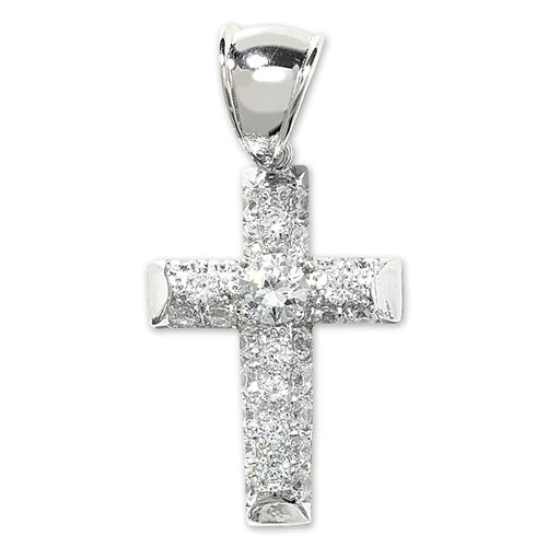 Silver Cubic Zirconia Stone Set Cross - E Bixby Jewellers