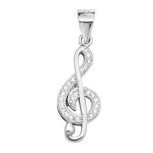 Silver Charm/Pendant Stone Set Treble Clef - E Bixby Jewellers