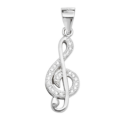 Silver Charm/Pendant Stone Set Treble Clef - E Bixby Jewellers