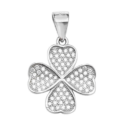 Silver Charm/Pendant Stone Set Four Leaf Clover - E Bixby Jewellers