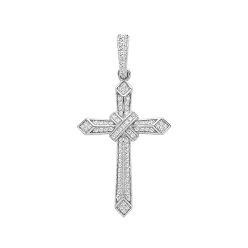 Silver Cubic Zirconia Stone Set Cross - E Bixby Jewellers