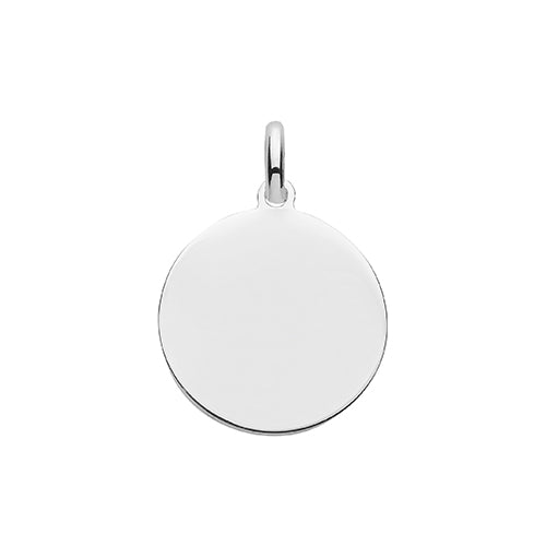 Silver Round 18mm Plain Polished Engravable Pendant - E Bixby Jewellers