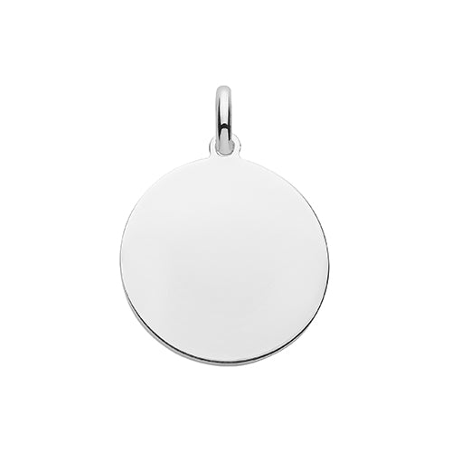 Silver Round 20mm Plain Polished Engravable Pendant - E Bixby Jewellers