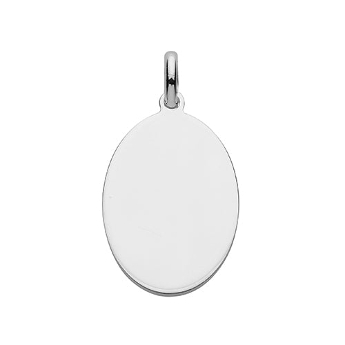 Silver Oval 16mm × 22mm Plain Polished Engravable Pendant - E Bixby Jewellers