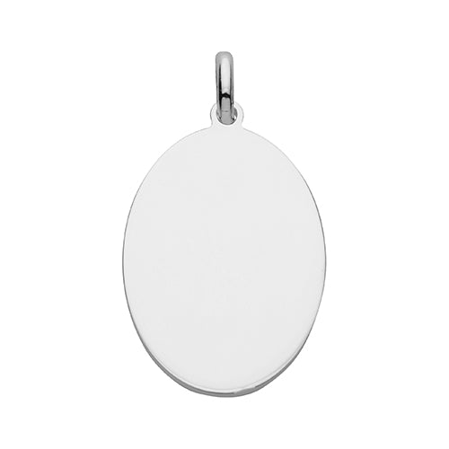 Silver Oval 18mm × 24mm Plain Polished Engravable Pendant - E Bixby Jewellers