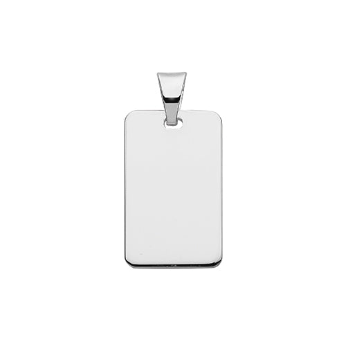 Silver Rectangular 12mm × 20mm Plain Polished Engravable Pendant - E Bixby Jewellers