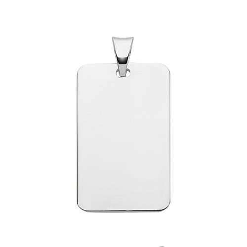 Silver Rectangular 16mm  × 26mm Plain Polished Engravable Pendant - E Bixby Jewellers