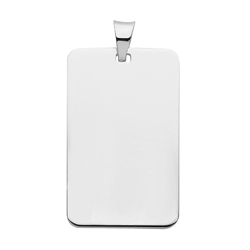 Silver Rectangular 19mm × 31mm Plain Polished Engravable Pendant - E Bixby Jewellers