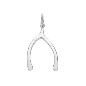 Silver Wishbone Charm/Pendant Plain Polished - E Bixby Jewellers