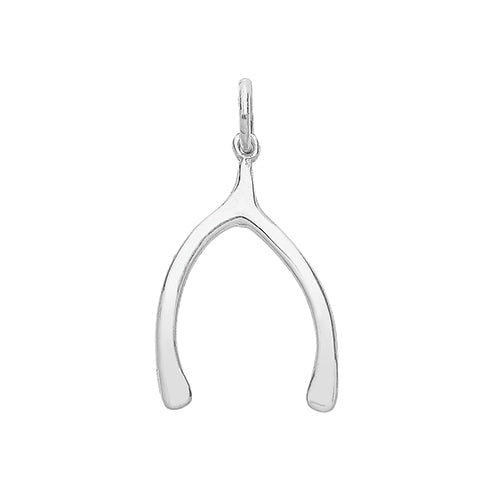 Silver Wishbone Charm/Pendant Plain Polished - E Bixby Jewellers